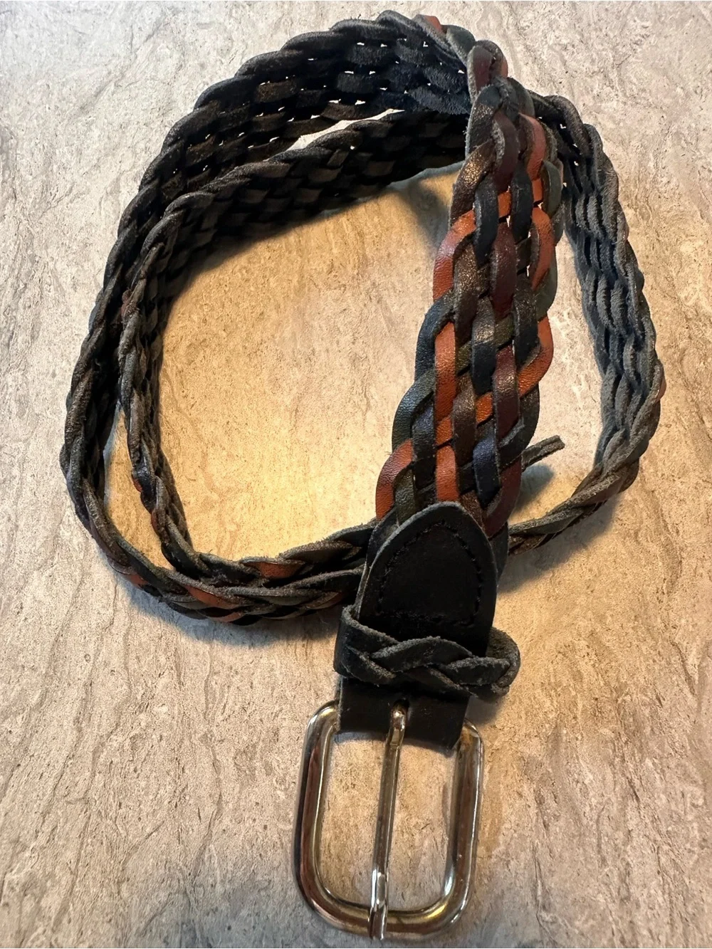 Vintage Womens Braided Genuine Leather Belt Size SM 1